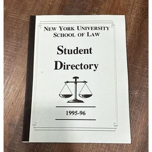 NYU School Of Law Student Directory 1995 1996 New York University